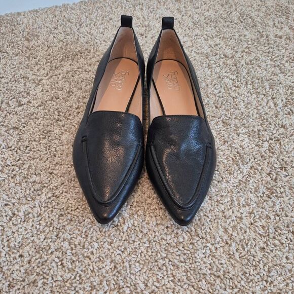 Franco Sarto Leather Black Susie Loafers Shoes Size 10 - Picture 2 of 6